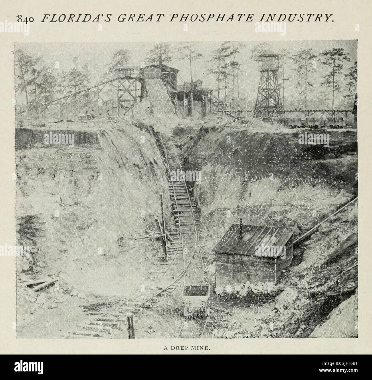 A Deep Mine from an article ' FLORIDA'S GREAT PHOSPHATE INDUSTRY ' by Alfred Allen, M.A. from Factory and industrial management Magazine Volume 6 1894 Publisher New York [etc.] McGraw-Hill [etc.] Stock Photo
