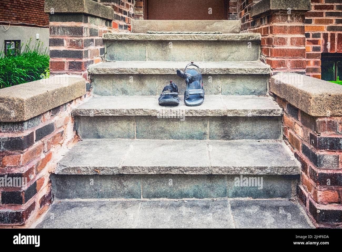 Sandals on steps Stock Photo