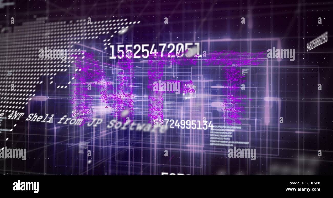 Image of nft text over data processing on black background Stock Photo