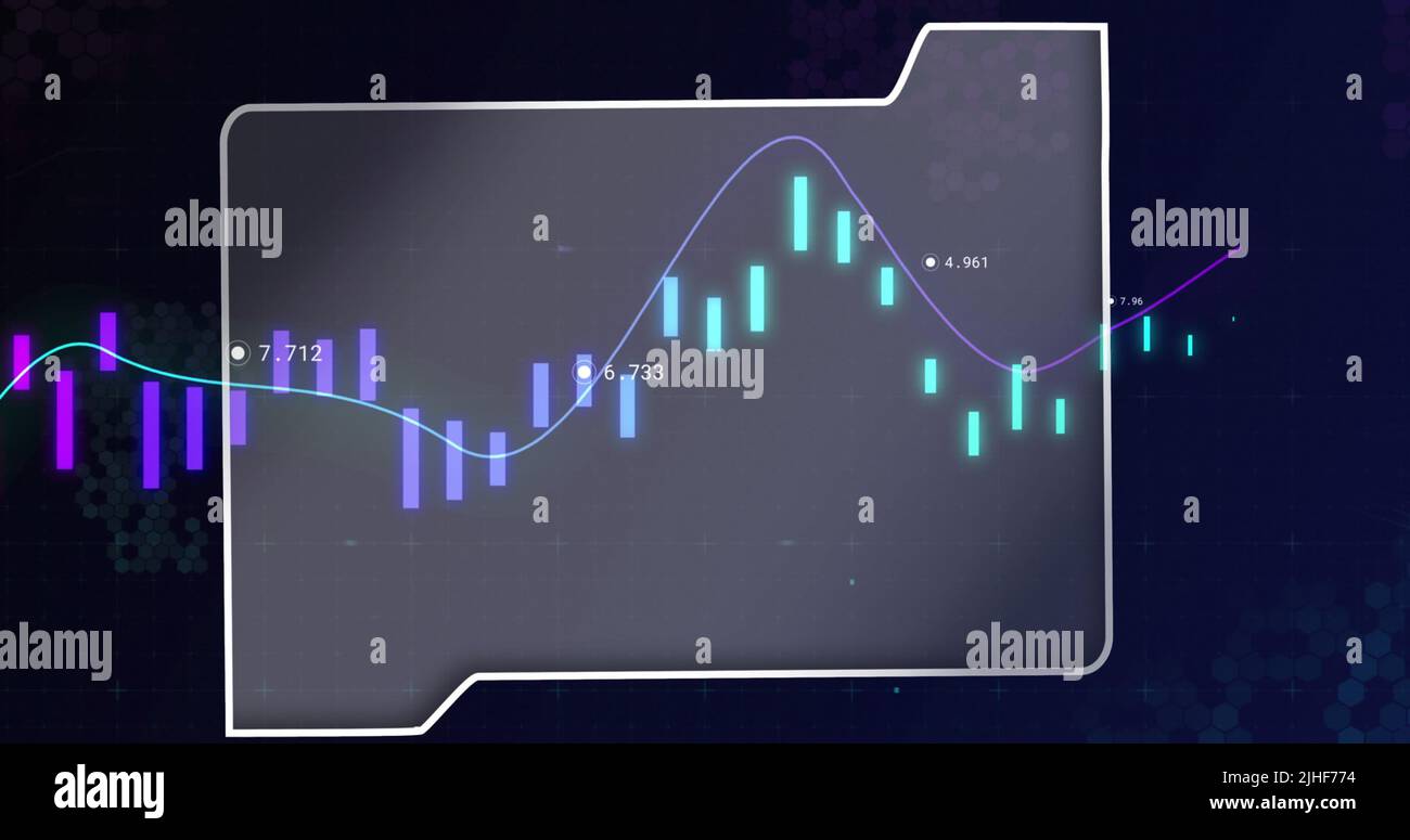Image of data processing over shapes on black background Stock Photo ...