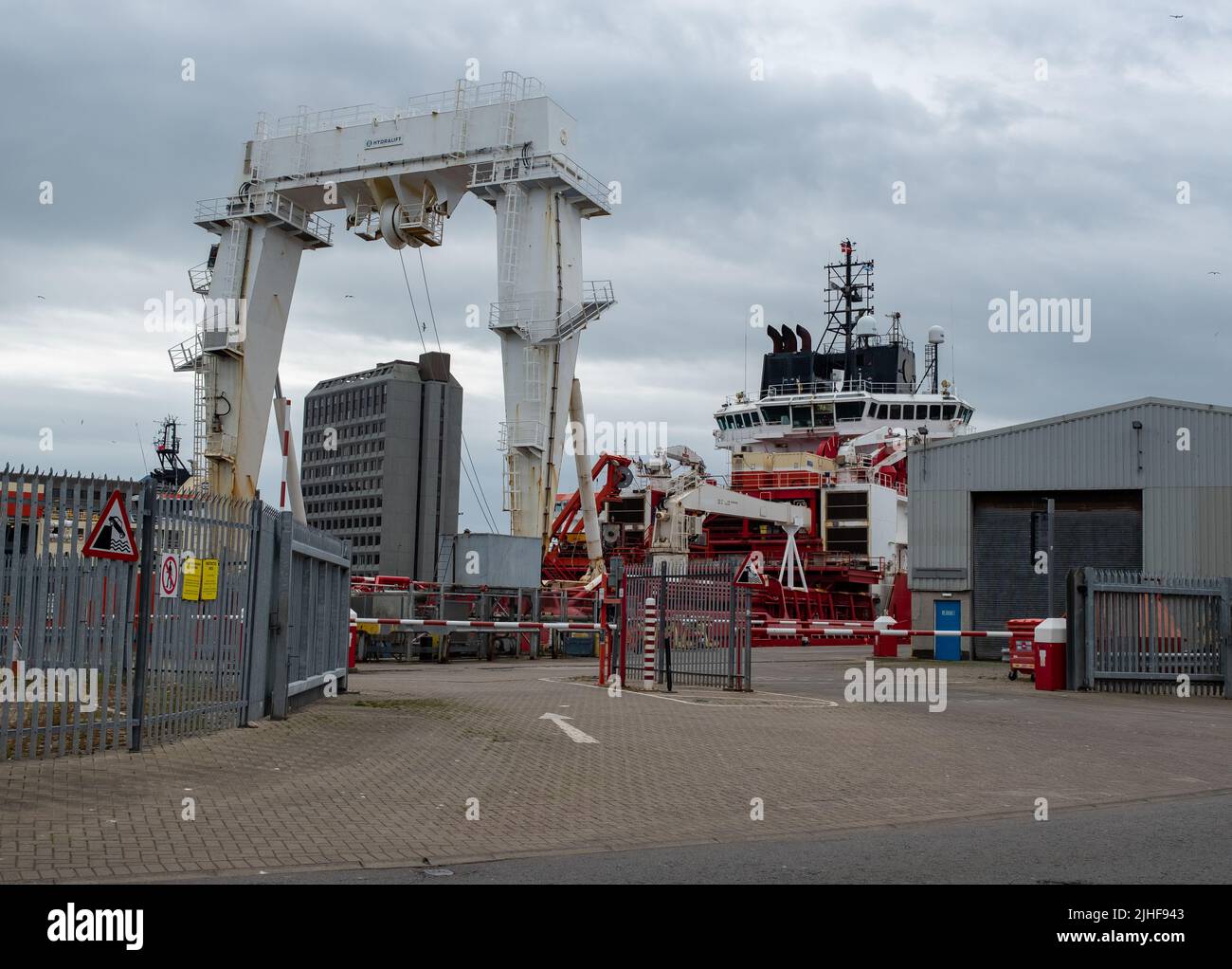 Aberdeen, Scotland, UK June 26 2022. Large industrial boats in