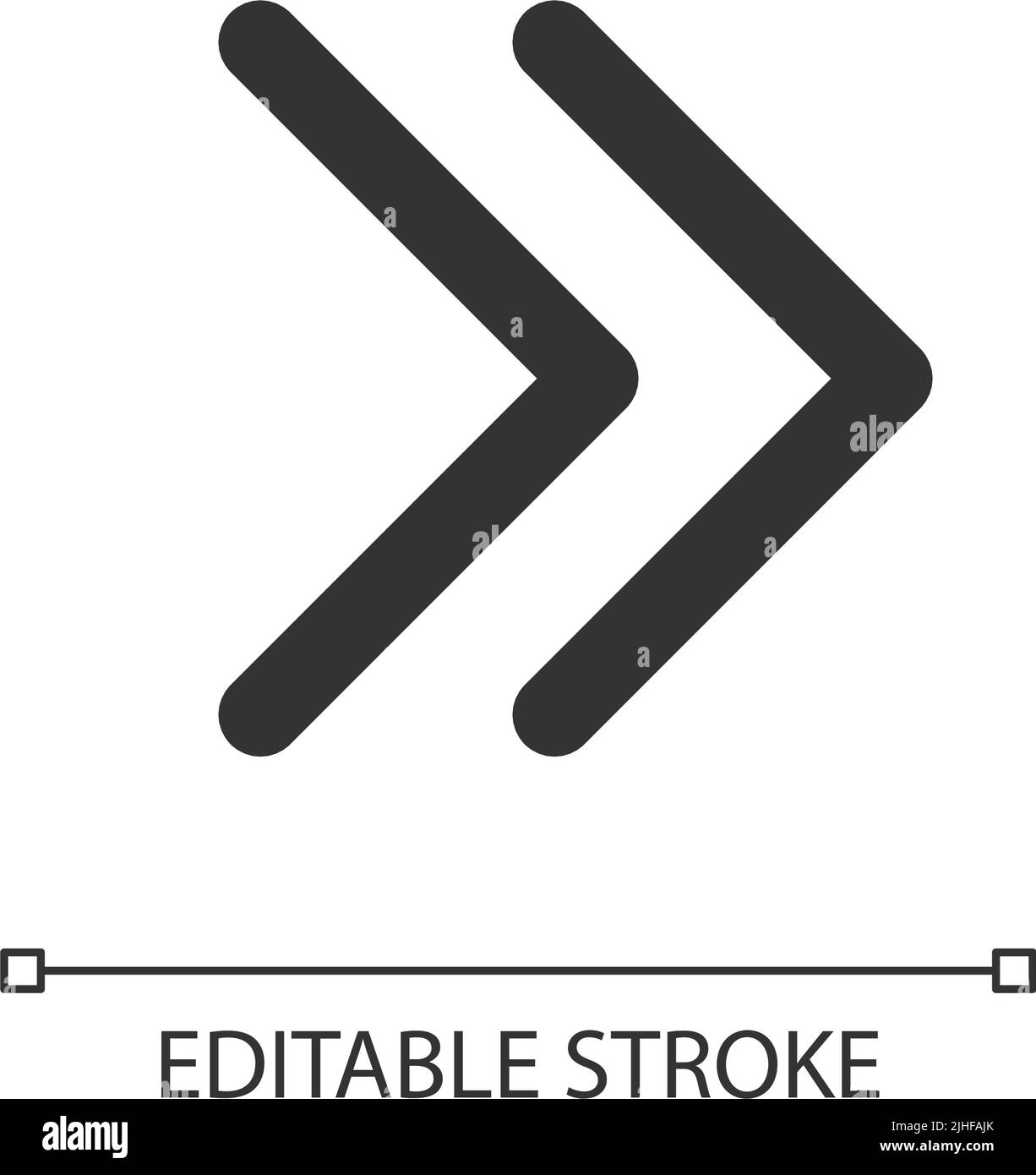 Right double arrow pixel perfect linear ui icon Stock Vector