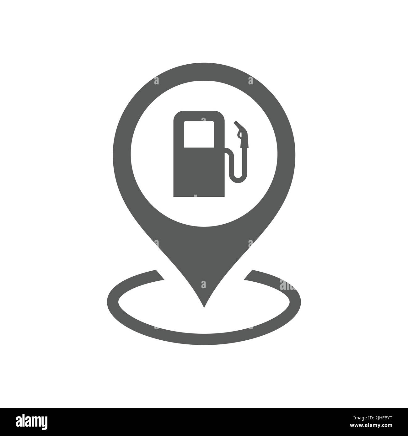 Location pin for gas station vector icon. Simple black filled symbol. Stock Vector