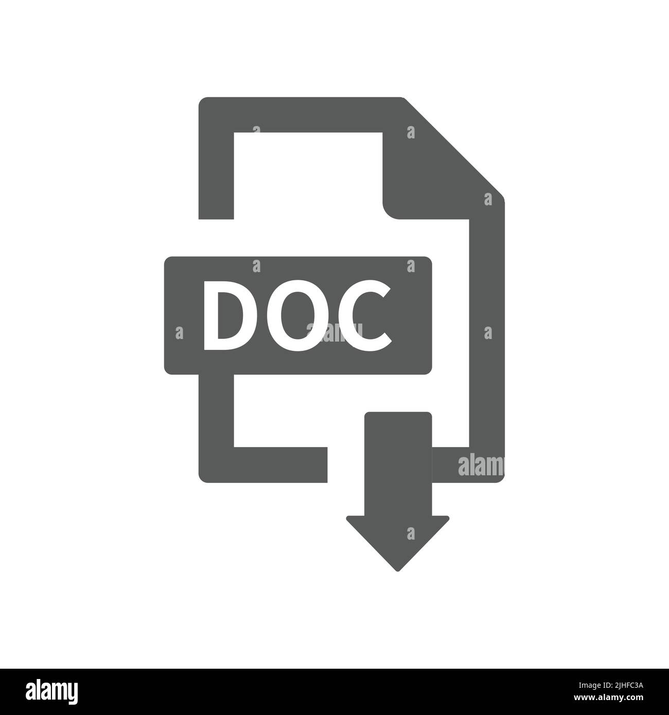 Document file format vector icon. Doc download file button. Stock Vector