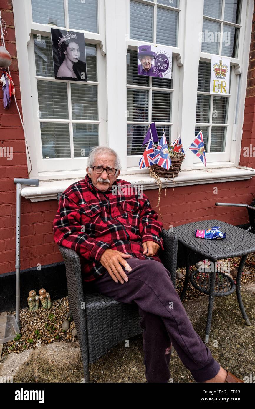 Street decorations and party on Queens Platinum Jubilee in London in