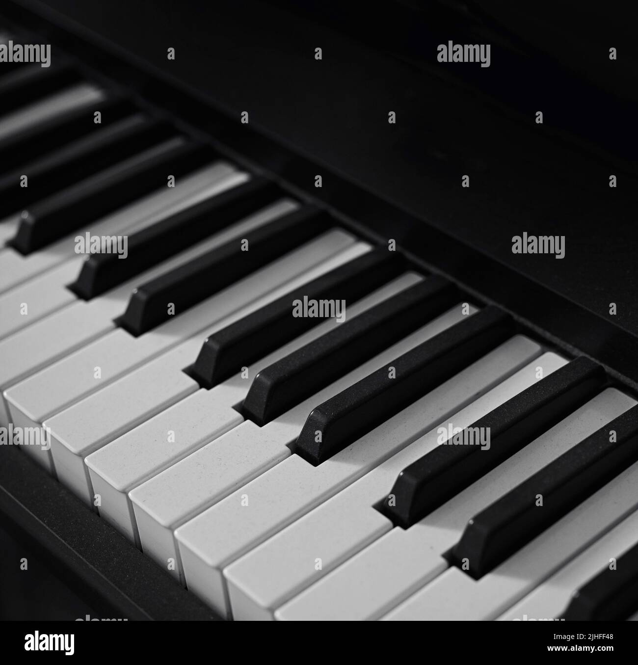 Abstract Closeup Shot Of Piano Keyboard in Studio Stock Photo