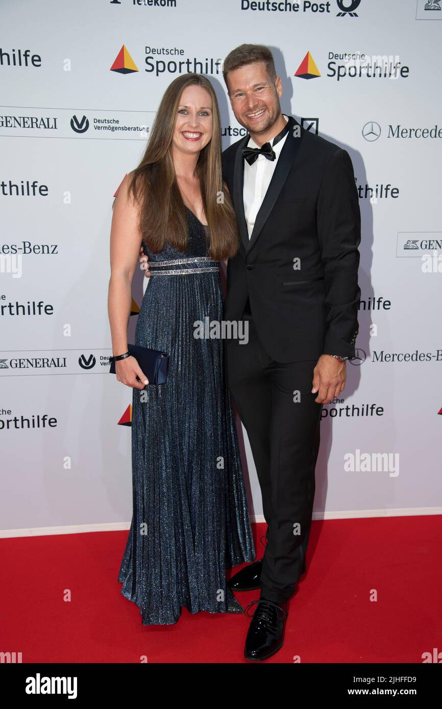 Johannes LOCHNER, bobsledder, and companion Hannah, red carpet, Red Carpet  Show, Ball des Sports on July 16th, 2022 in Wiesbaden Sven Simon  Fotoagentur GmbH & Co. Pressefoto KG # Prinzess-Luise-Str. 41 #