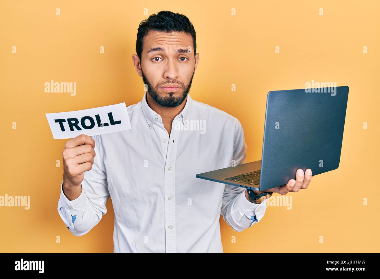 Internet Troll Is Mean At The Computer Stock Photo - Download