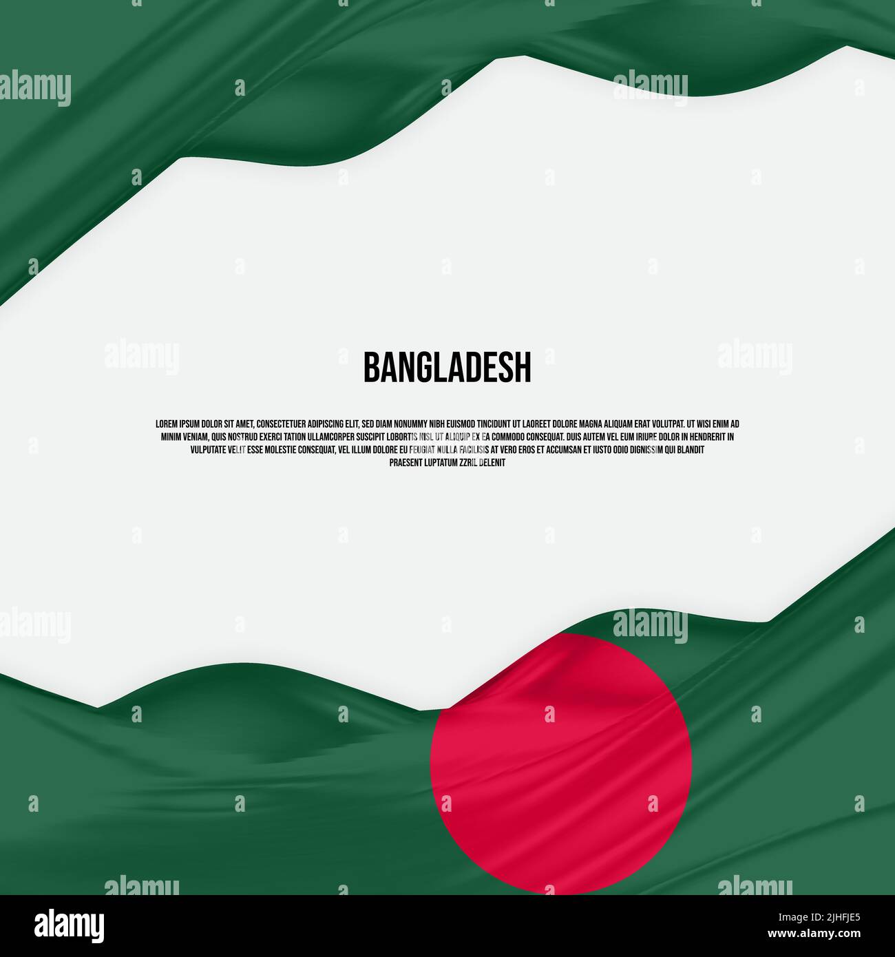 Bangladesh flag design. Waving Bangladeshi flag made of satin or silk