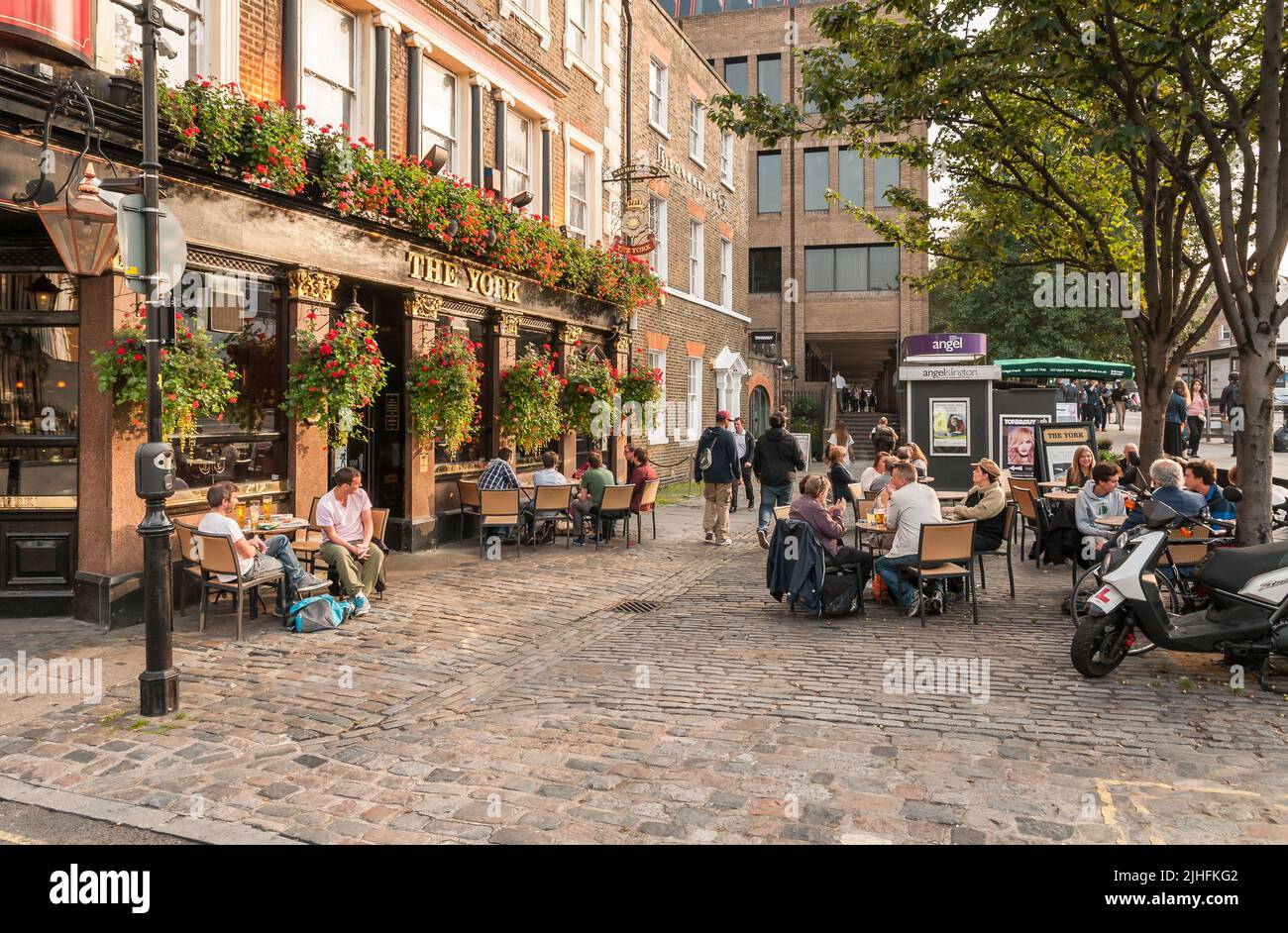 London, United Kingdom - September 13, 2013: The York - Traditional British outdoor pub. Famous for cows that once grazed right up to the back door. Stock Photo