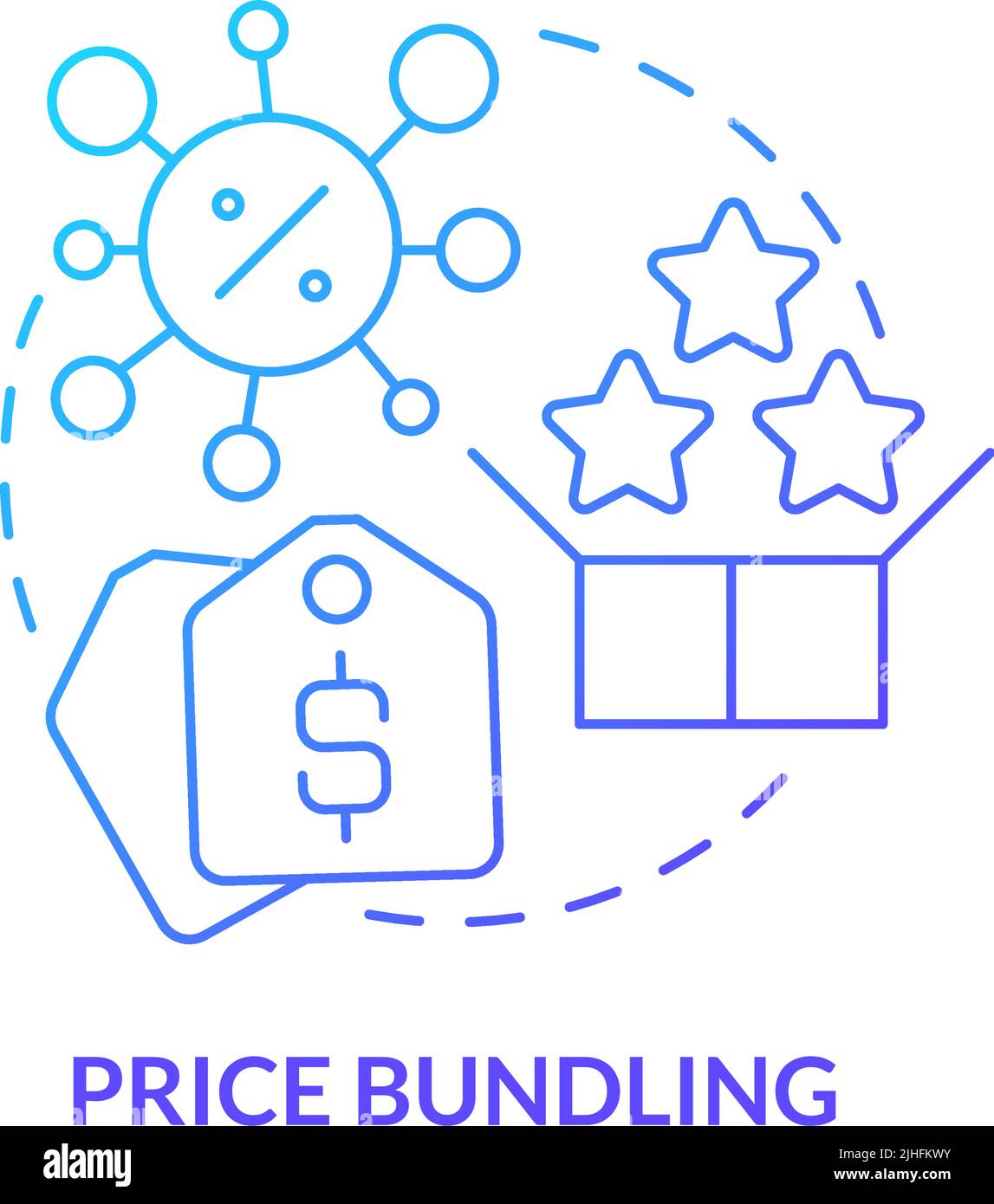 Price bundling blue gradient concept icon Stock Vector