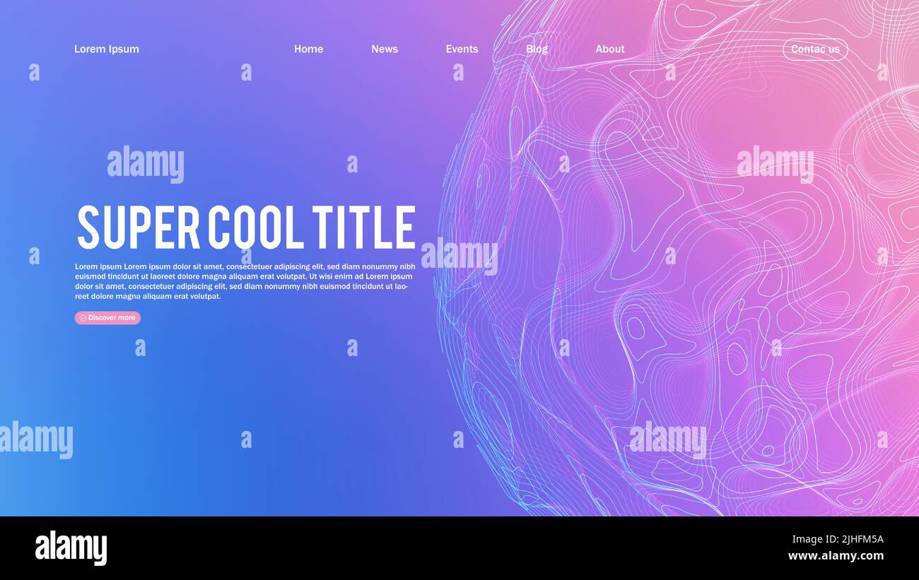 Landing page abstract design with sphere element. Template for website ...