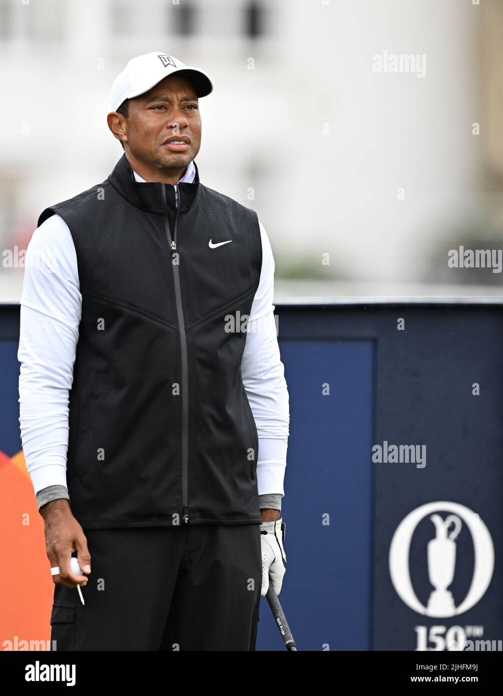 150th Open Golf Championships, St Andrews, July 15th 2022 Tiger Woods (USA) waits on the 2nd tee during the second round at the Old Course, St Andrews Stock Photo