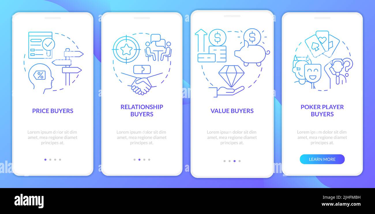Dealing with customers blue gradient onboarding mobile app screen Stock ...