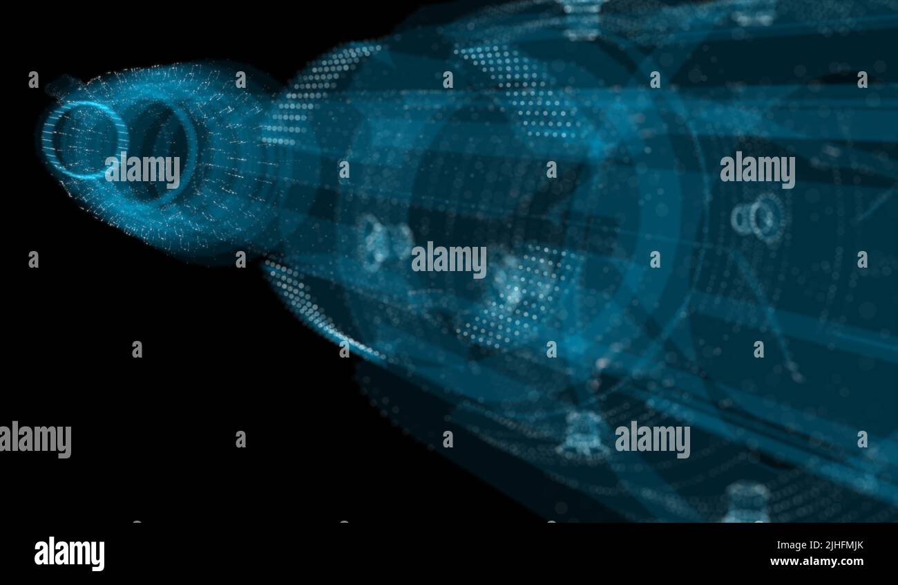 A glowing hologram of a mechanical object Stock Photo - Alamy