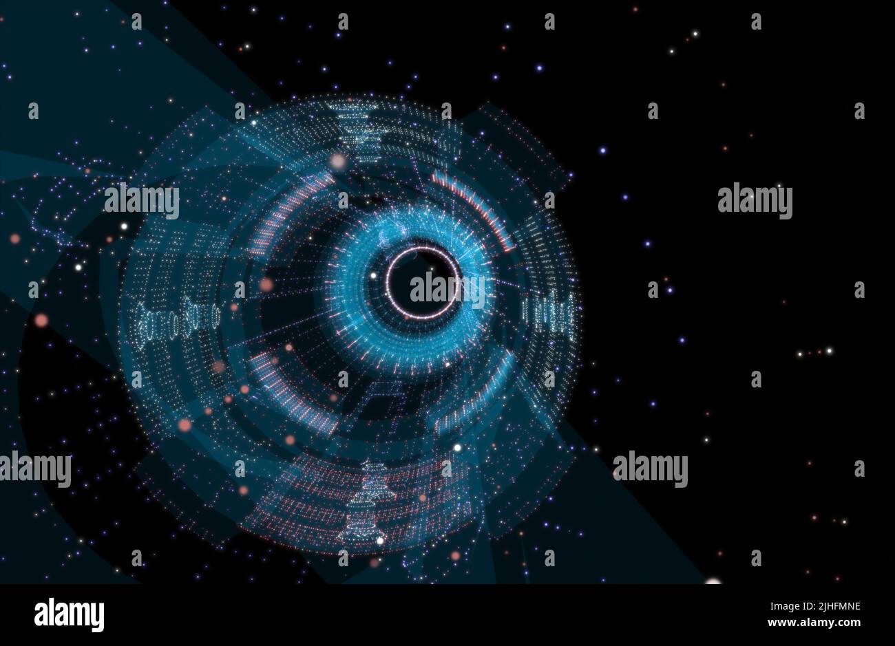 A glowing hologram of a mechanical object Stock Photo - Alamy