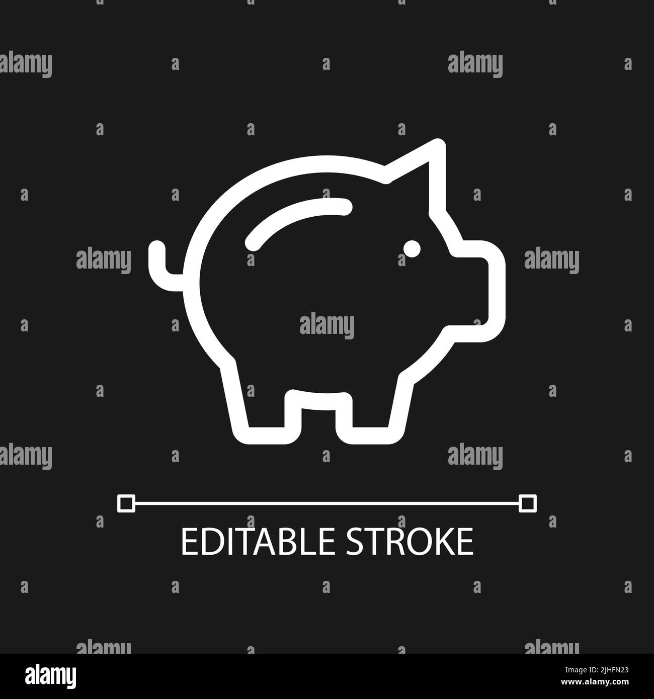Piggy bank pixel perfect white linear ui icon for dark theme Stock ...