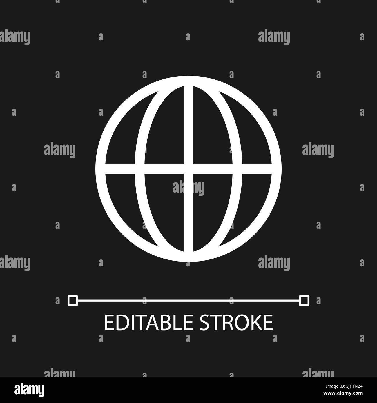 Globe pixel perfect white linear ui icon for dark theme Stock Vector ...