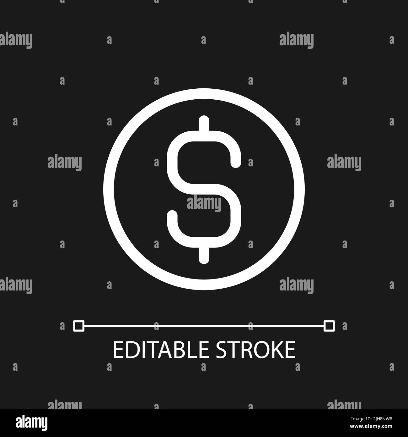 Dollar coin pixel perfect white linear ui icon for dark theme Stock ...