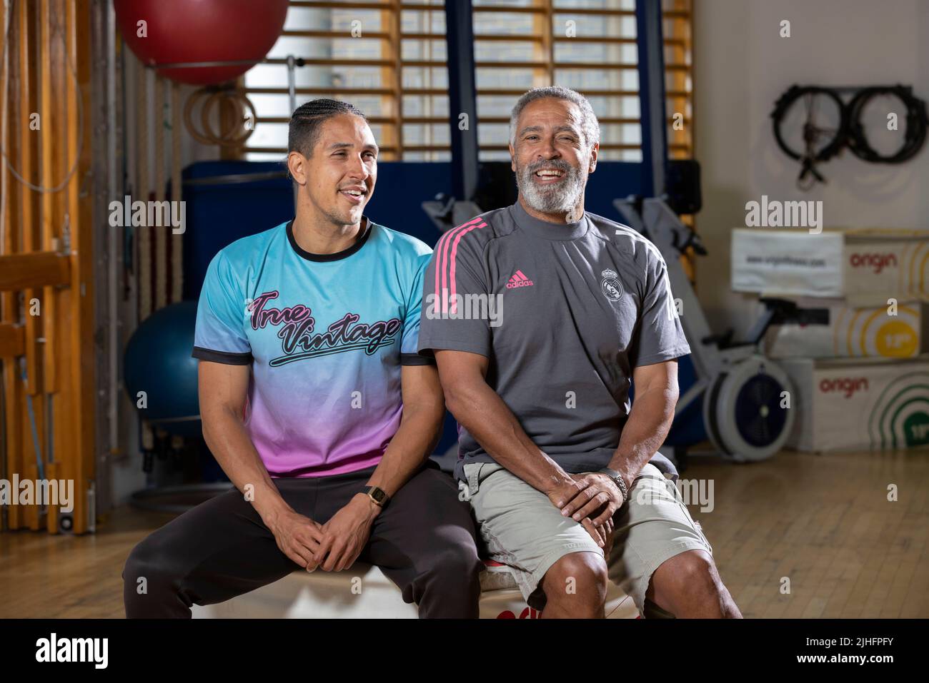 Daley Thompson, British former decathlete and his son Elliot
