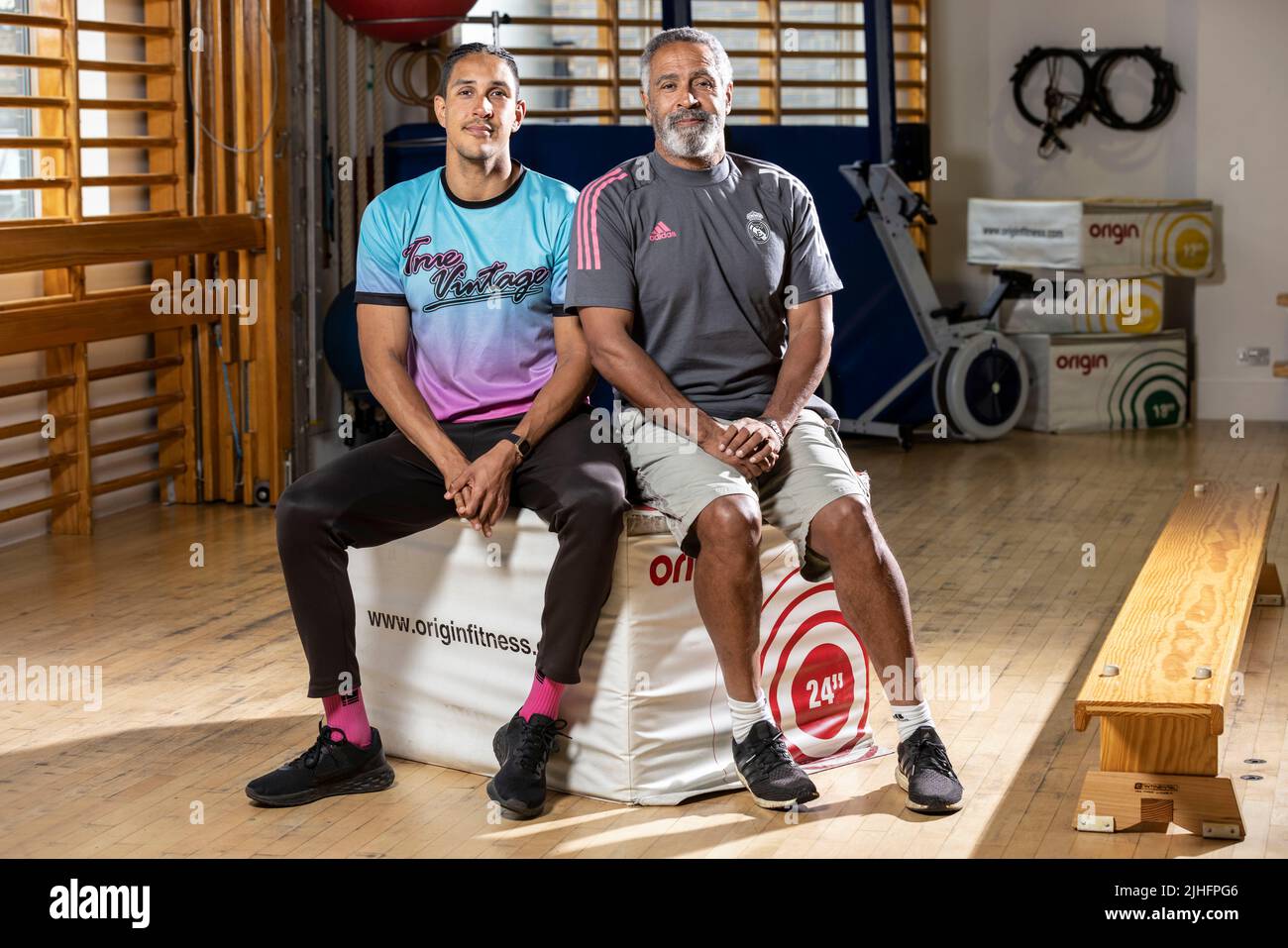 Daley Thompson, British former decathlete and his son Elliot