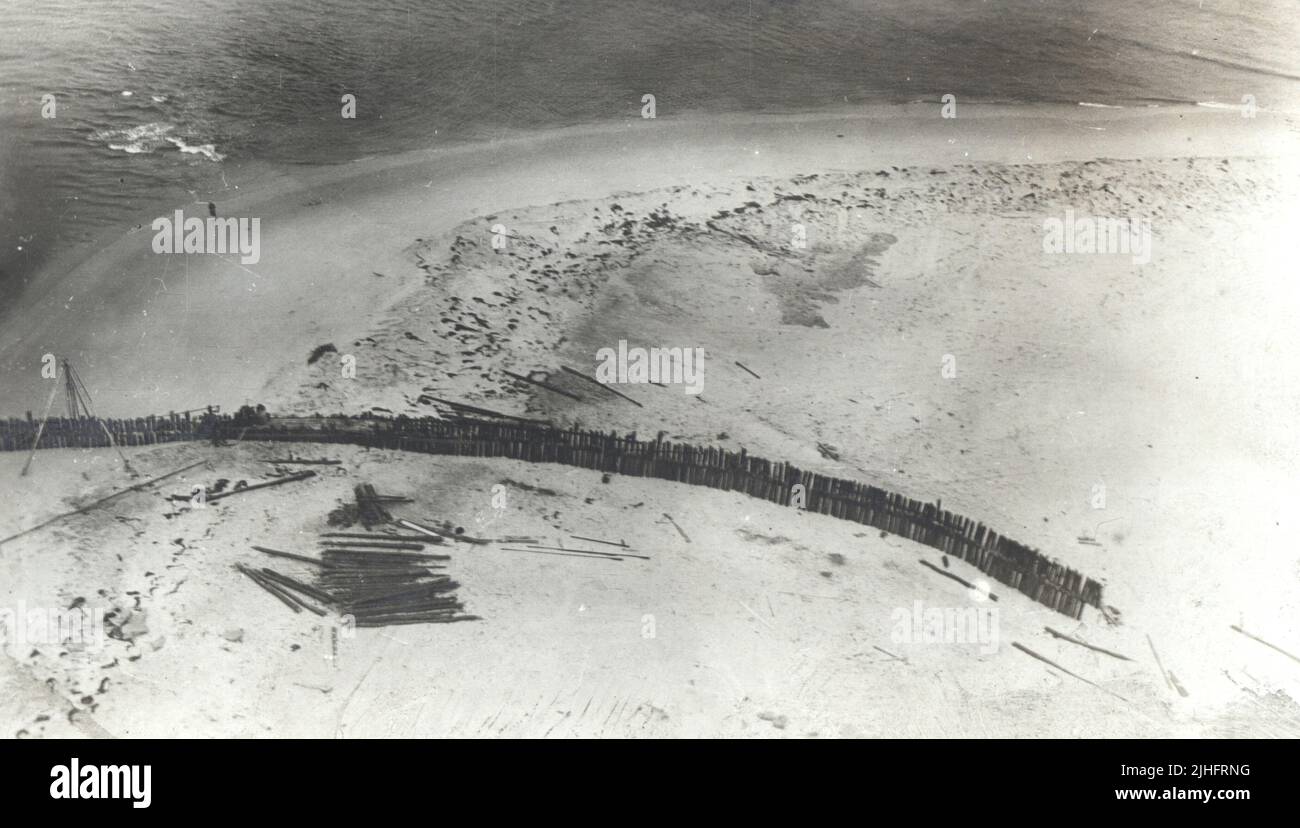 New Jersey Barnegat. Shows state of beach looking East from watch