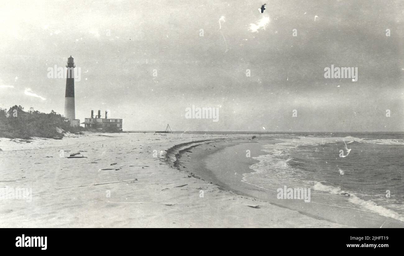 New Jersey Barnegat. Looking north at Light Station showing gain of