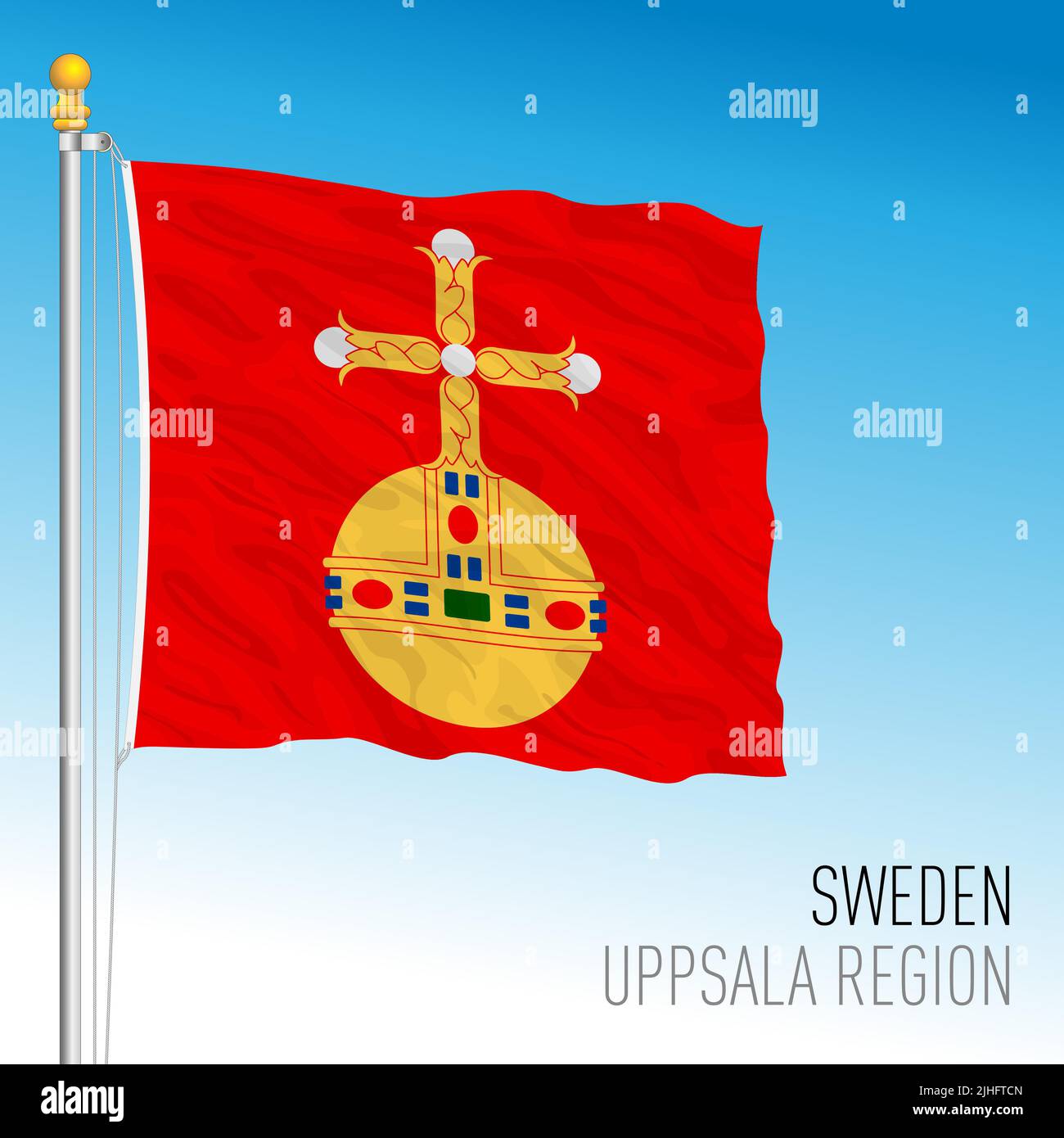 Uppsala county regional flag, Kingdom of Sweden, vector illustration Stock Vector