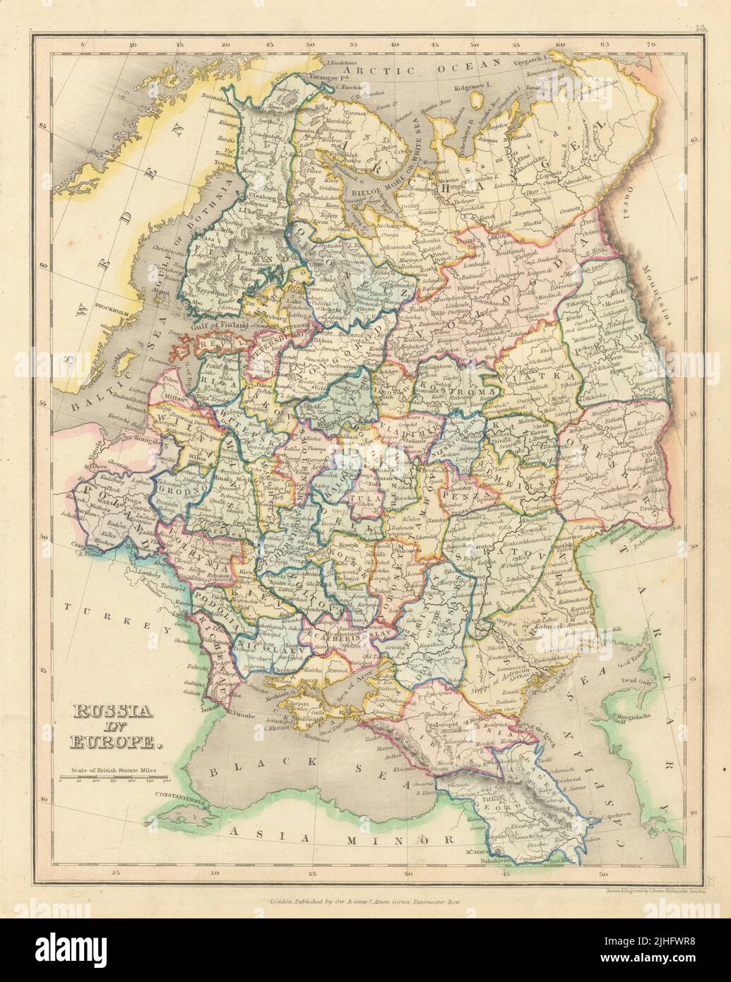 Russia in Europe by John Dower. Finland Poland Georgia Ukraine Belarus 1845 map Stock Photo