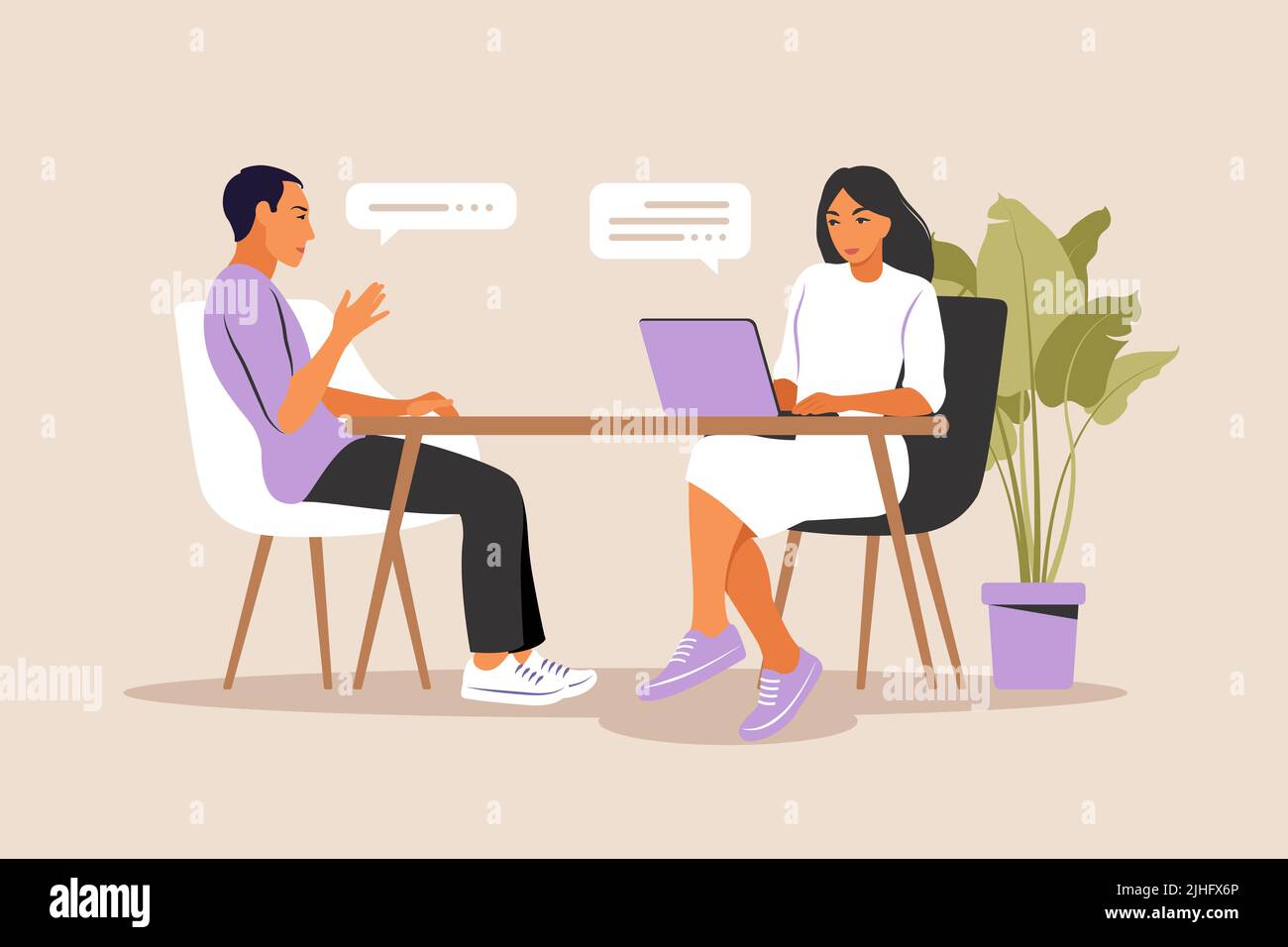 Job interview conversation. Hr manager and job candidate meeting for ...