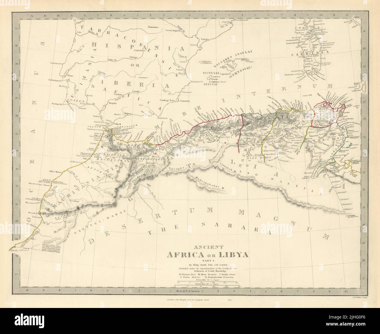 ANCIENT NORTH AFRICA. Mauritania Byzacium Morocco Algeria Tunisia. SDUK 1851 map Stock Photo