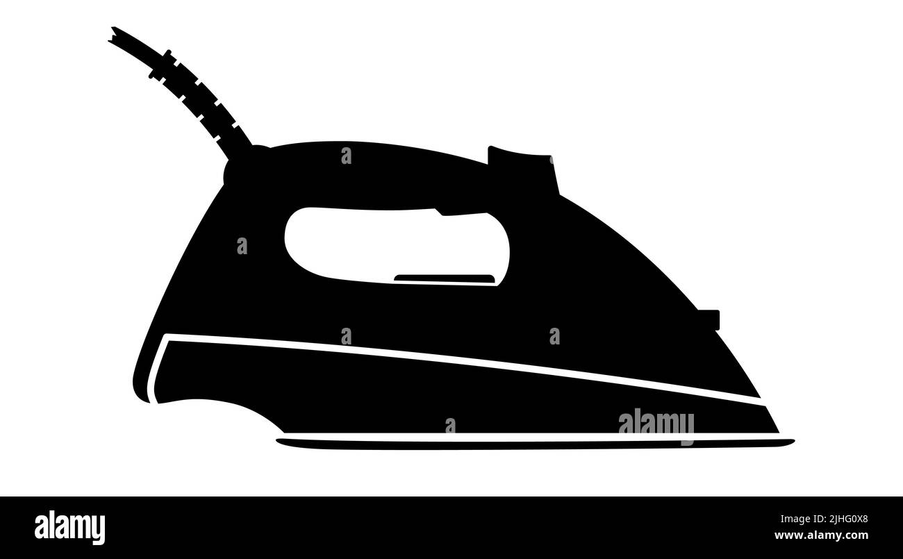 Iron icon. Steam iron black icon. Steam iron isolated symbol. Vector