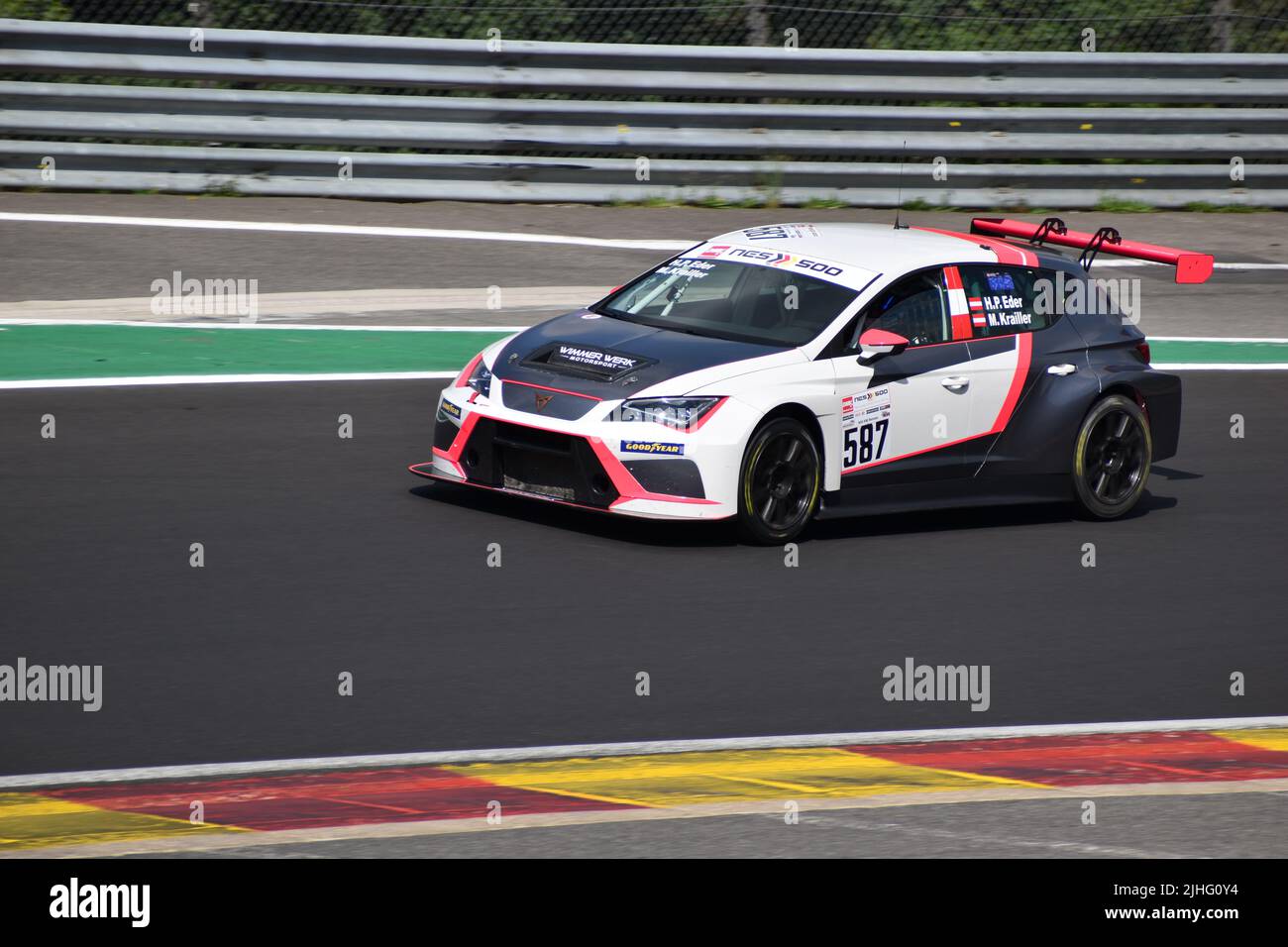 a car racing at spa francorchamps Stock Photo