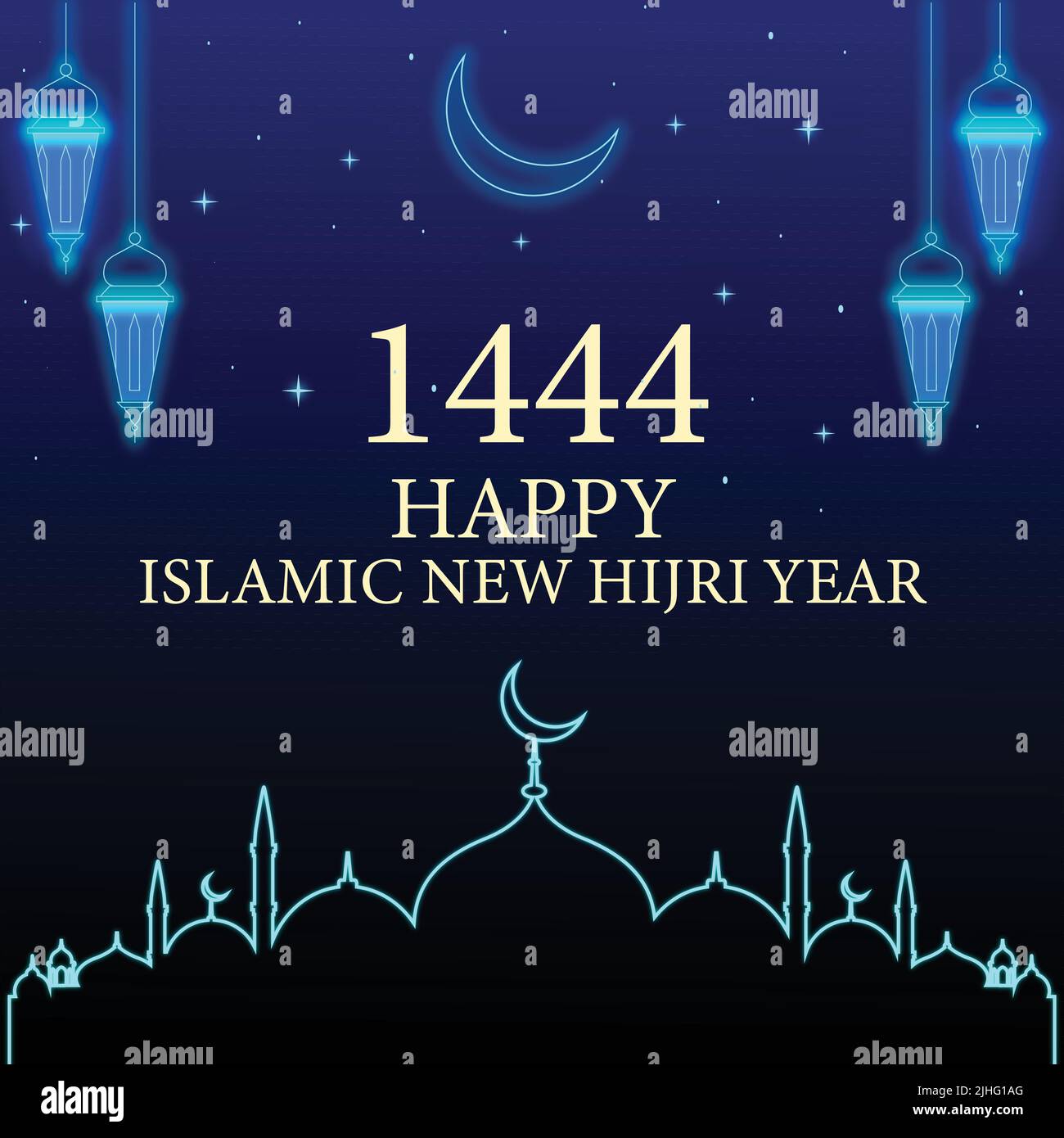 Happy New Hijri Year Abstract Designs Illustration Stock Vector ...