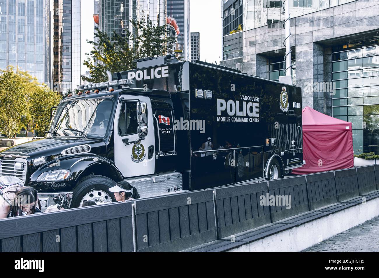 Vancouver, Canada - July 1,2022: View of Vancouver Police Mobile Command Centre on Canada Day Stock Photo