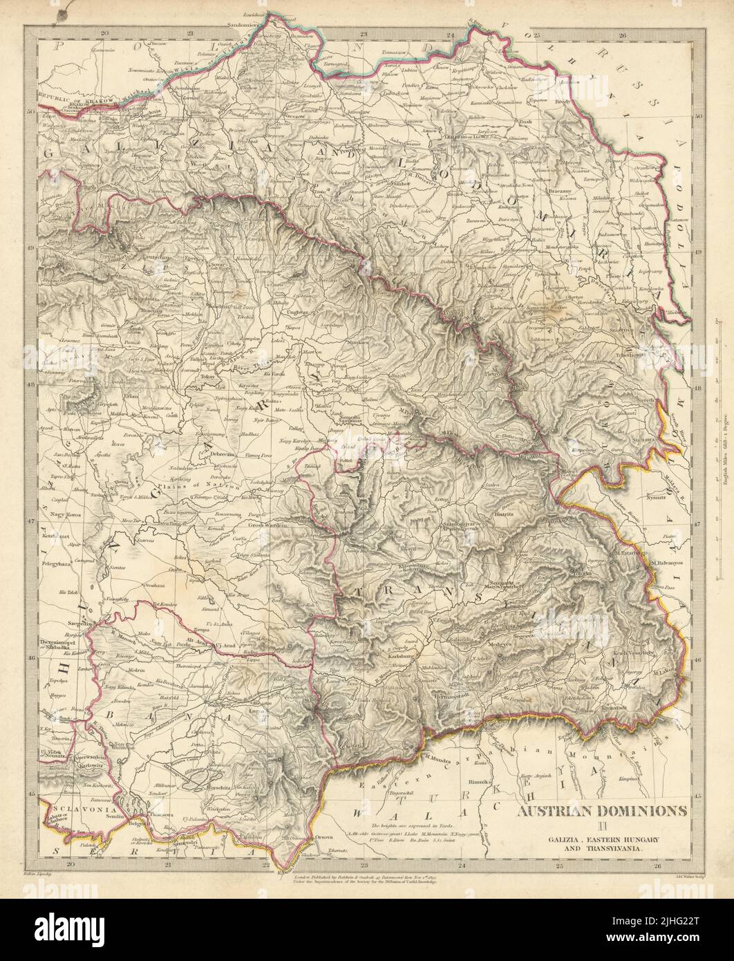 AUSTRIAN DOMINIONS.Galizia Eastern Hungary Transylvania Galicia.SDUK 1844 map Stock Photo