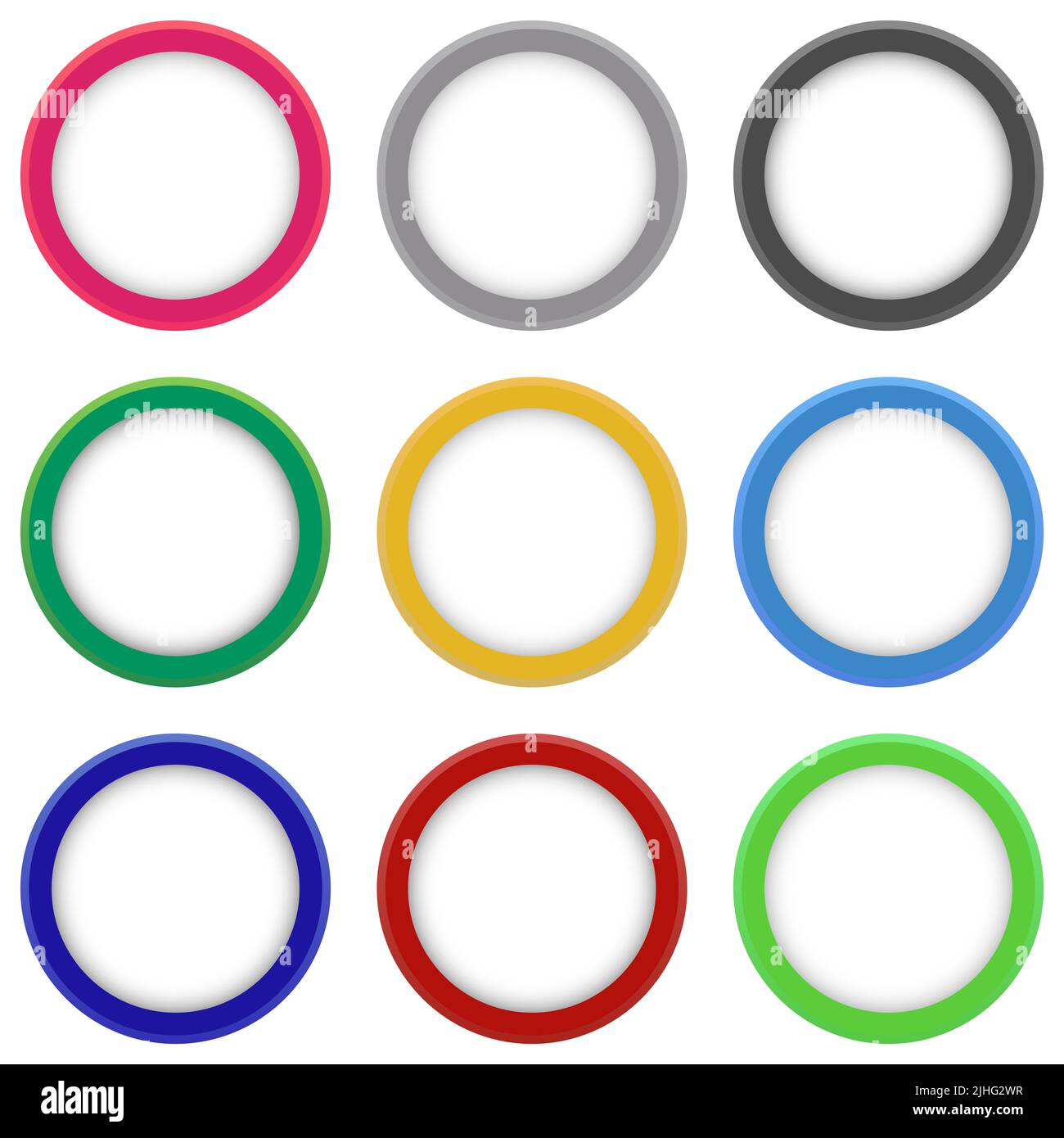 Set of colorful round banners. Abstract colored shapes for design. Banners with sample text. Stock Photo