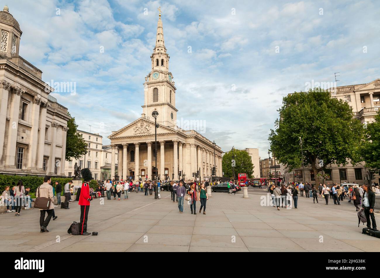 London, England, United Kingdom - September 26, 2013: People visiting the St Martin in the Fields Church in the Trafalgar Square in central London. Stock Photo