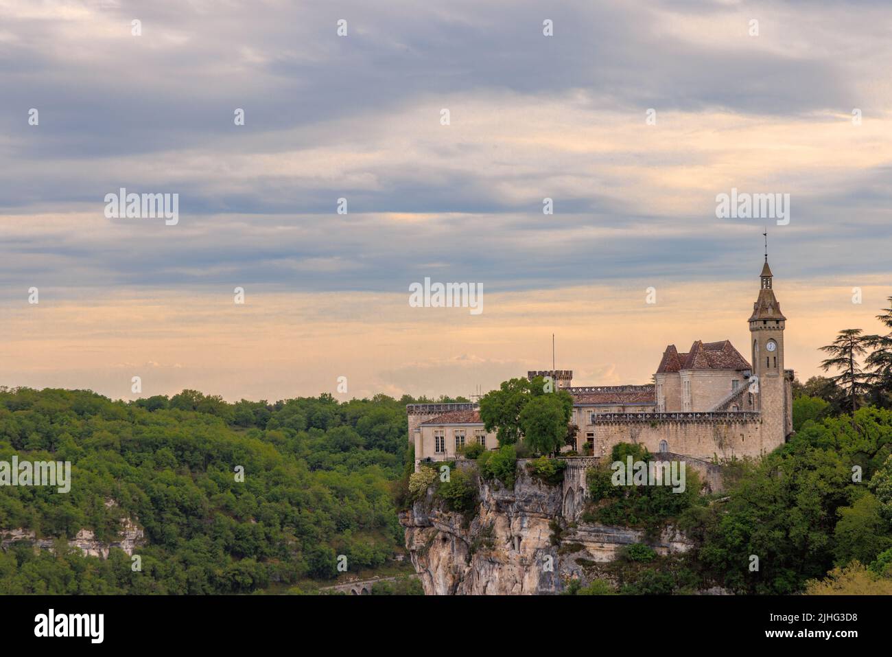 Cityscape of small clifftop village Rocamadour in south-central France Stock Photo