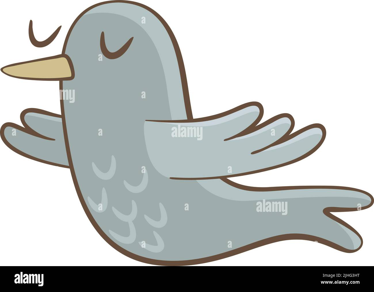 Cute illustration of little bird flying on white background. Vector ...
