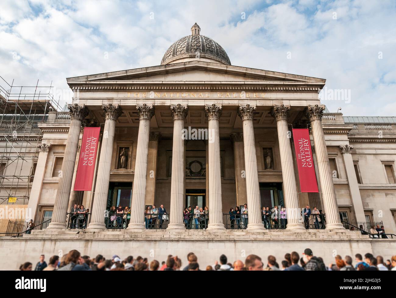 London, England, United Kingdom - September 26, 2013: People visiting the National Gallery in the Trafalgar Square in central London. Stock Photo