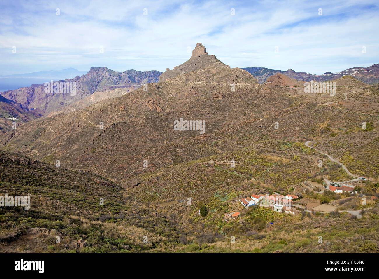 View on Roque Bentayga, Tejeda, Grand Canary, Canary islands, Spain, Europe Stock Photo