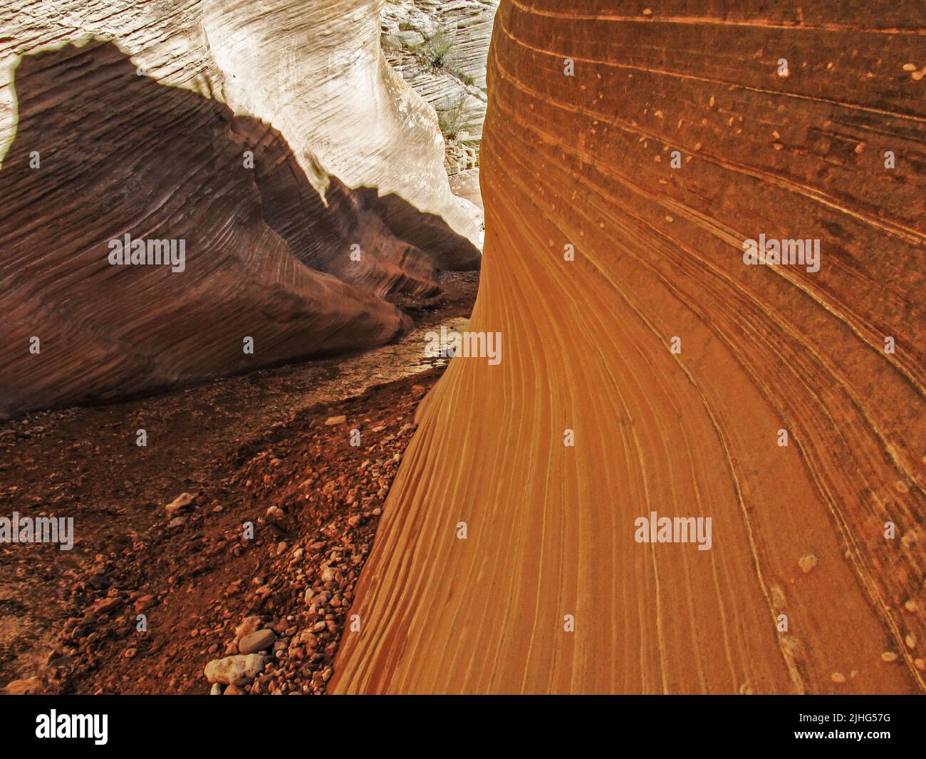 Close-up view of the Cross-bedding in the Sandstone Cliffs of the Willis creek Slot Canyons in the Grand Staircase-Escalante National Monument, Utah Stock Photo