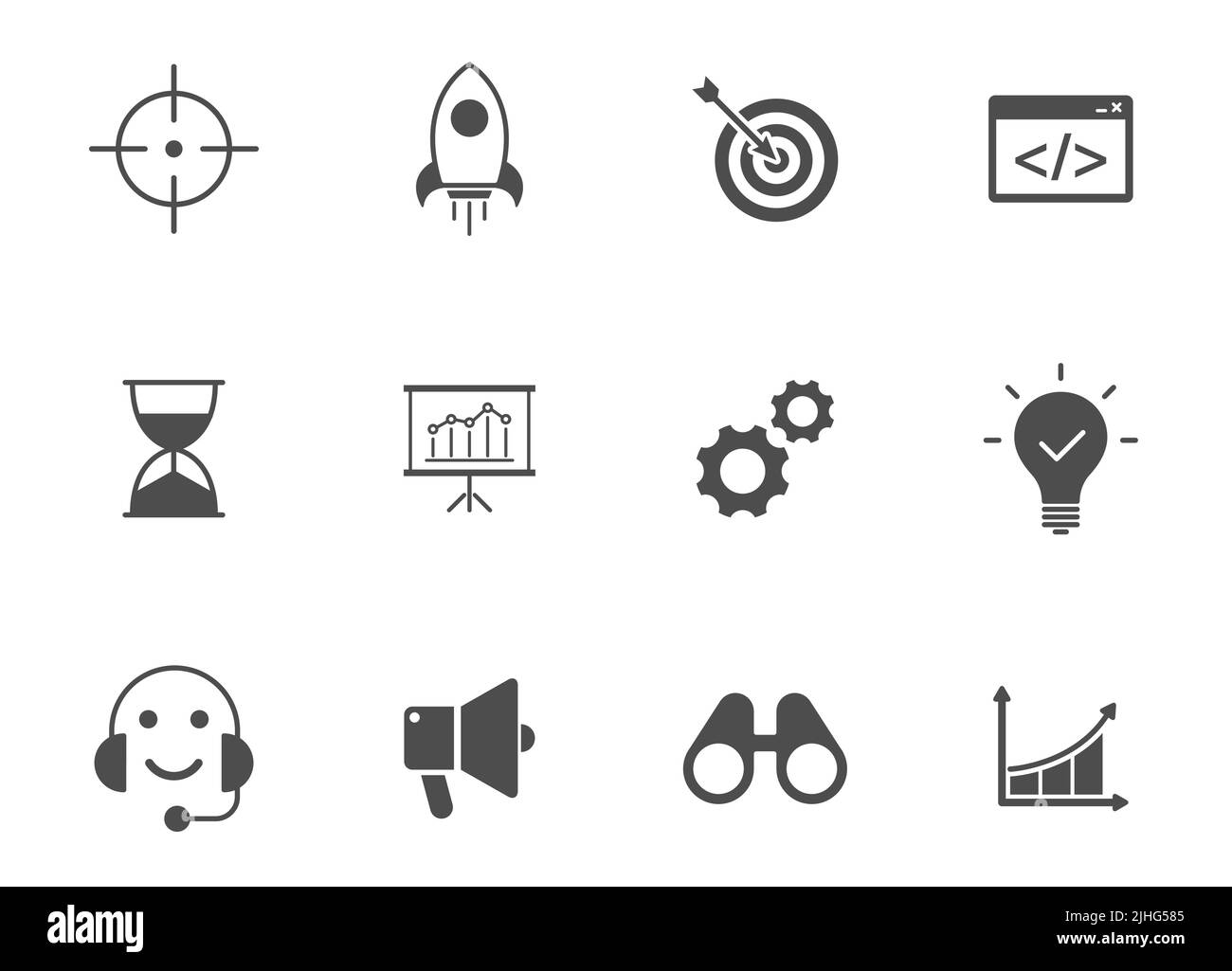 startup black vector icons Stock Vector