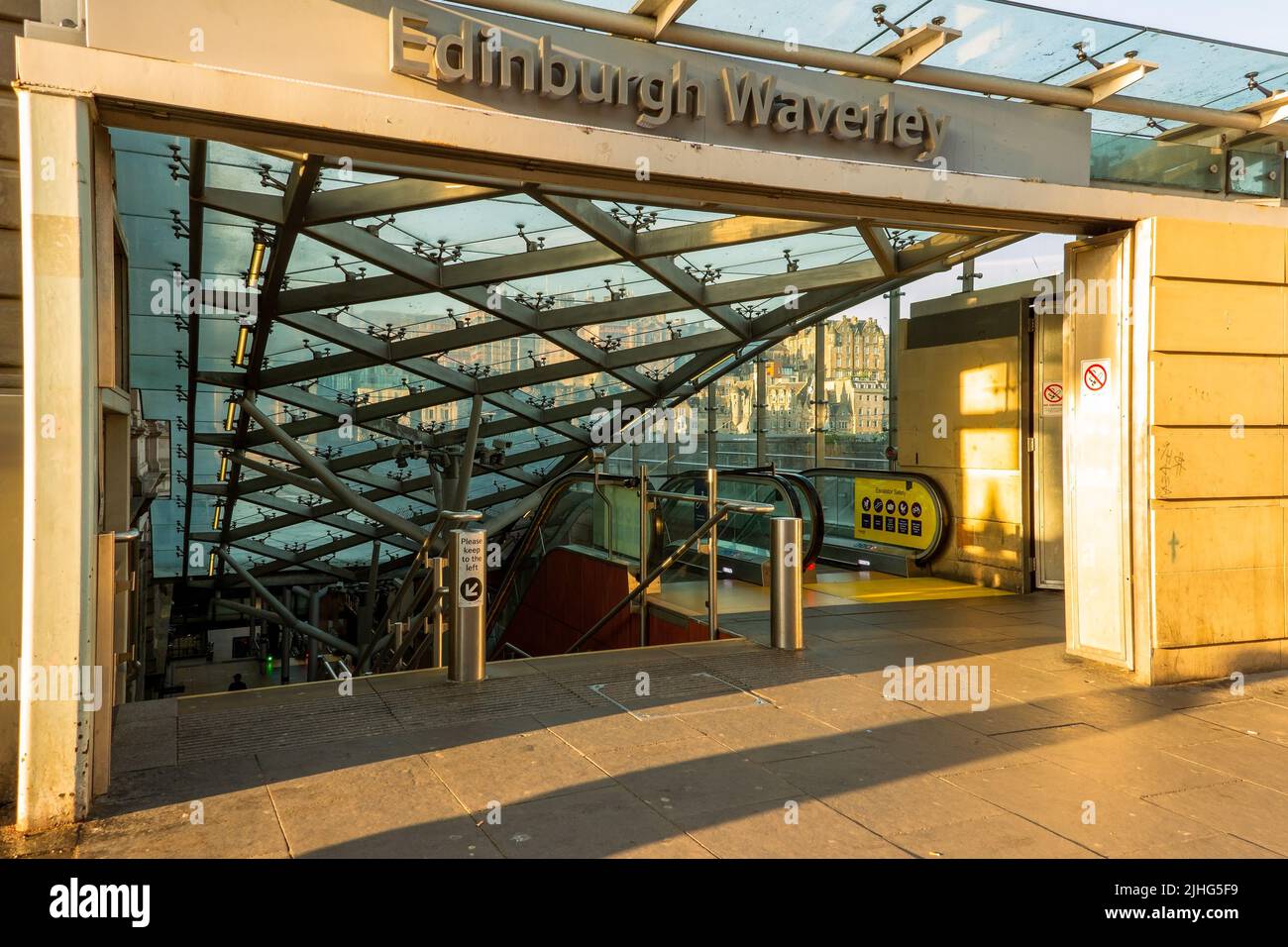 Entrance to Edinburgh Waverley Train Station for catching your train, Edinburgh, Scotland Stock Photo