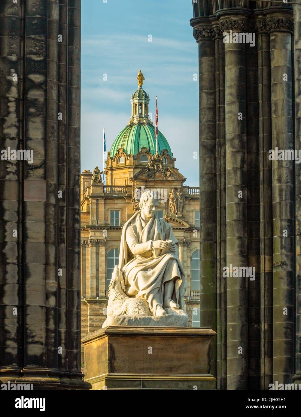 Sir Walter Scott Statue at the Scott Monument on Princes Street, Edinburgh, Scotland Stock Photo