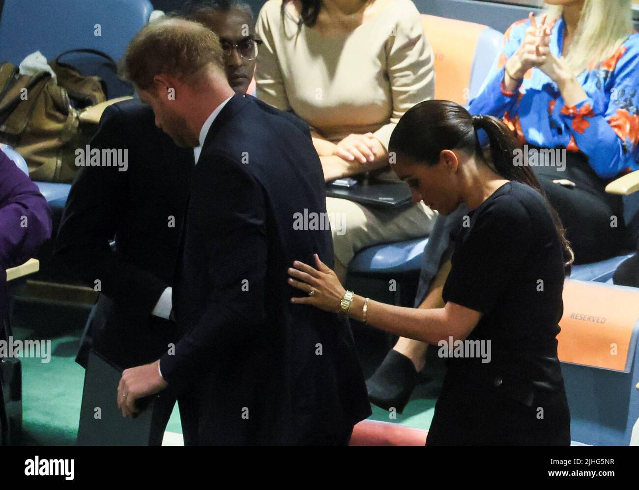 Britain's Prince Harry and his wife Meghan, Duchess of Sussex attend a celebration of Nelson Mandela International Day at the United Nations Headquarters in New York, U.S., July 18, 2022. REUTERS/Shannon Stapleton Stock Photo
