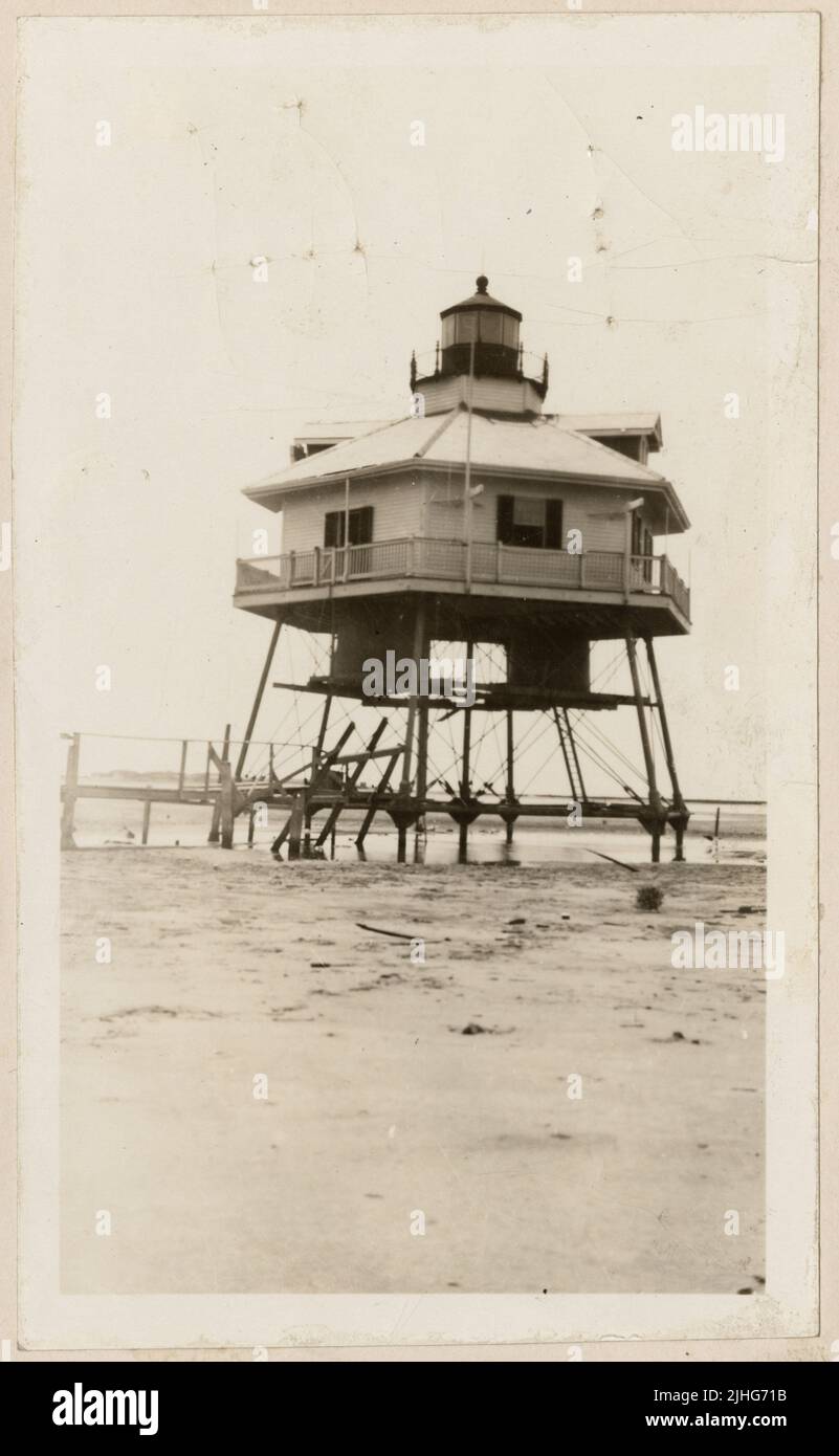 Texas Galveston. Galveston Harbor Fog Signal Station, Texas Stock