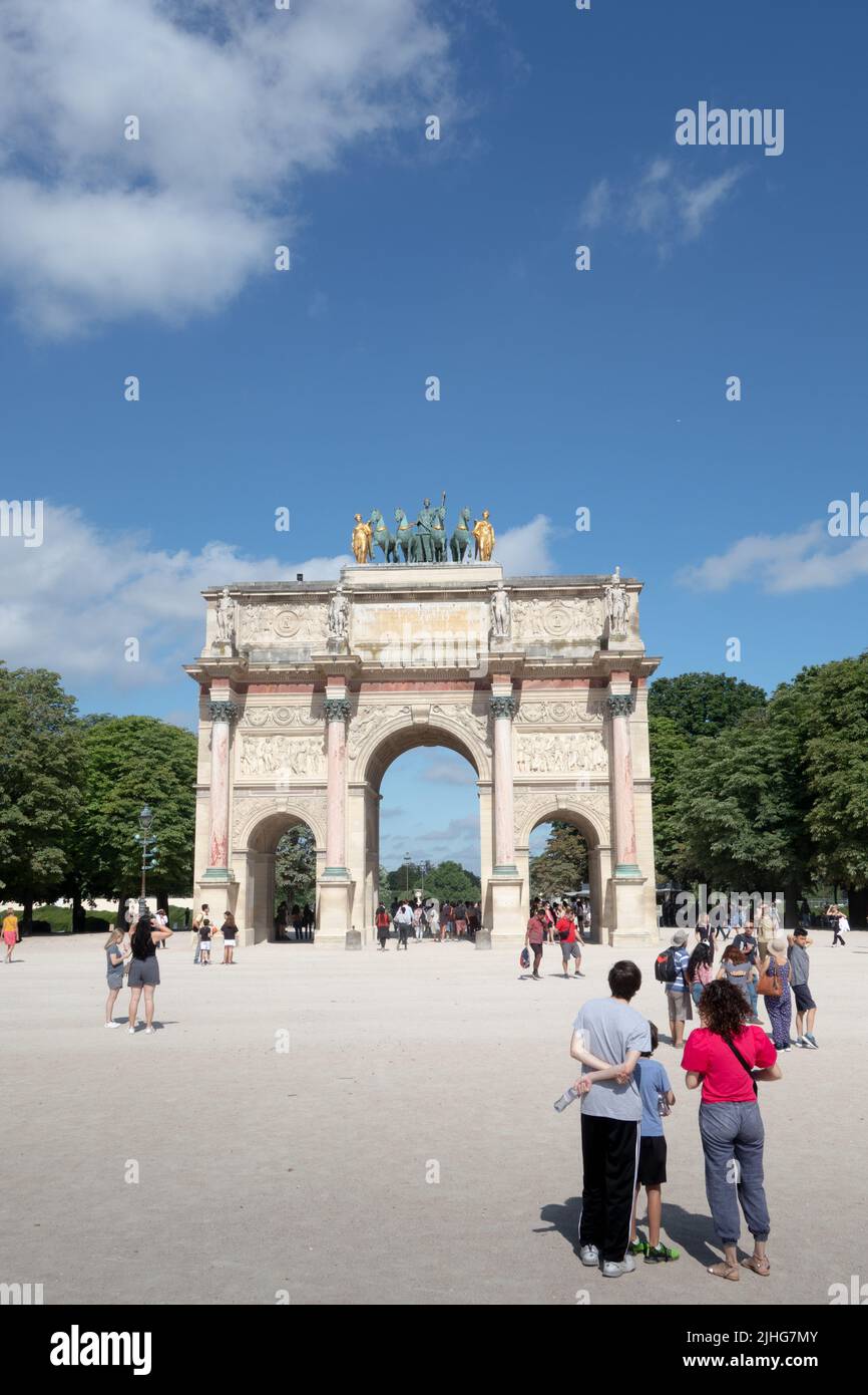 Arc de Triomphe at the center of the Place Charles de Gaulle, also known as the “Place de l'Étoile. Paris France Stock Photo