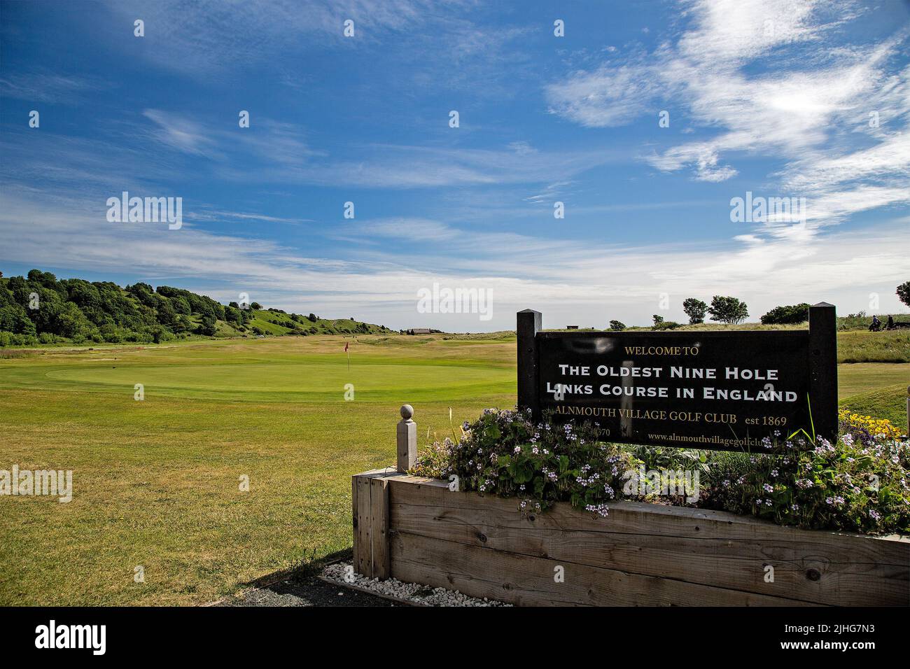 Signage at Alnmouth Village Golf Club, Alnwick, Northumberland, UK